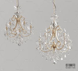 歐式水晶燭臺多頭吊燈3d模型
